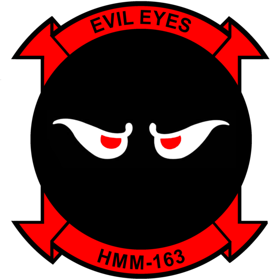 Usmc Hmm-163 Evil Eyes Sticker Military, Law Enforcement - Vmm 163 (572x600), Png Download