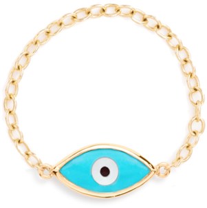 Evil Eye Chain Ring - Gild Evil Eyes Chain Bracelet (650x650), Png Download