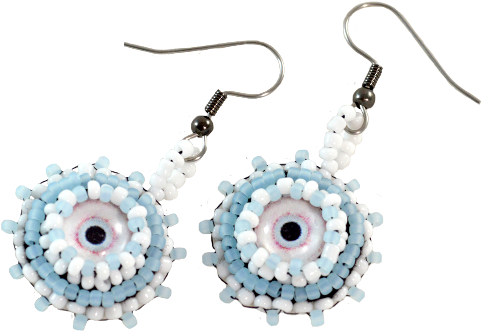 Ghost Earrings Evil Blue Zombie Eyes - All Seeing Eye Choker, Evil Eye Jewelry, Zombie Eye (1000x1000), Png Download