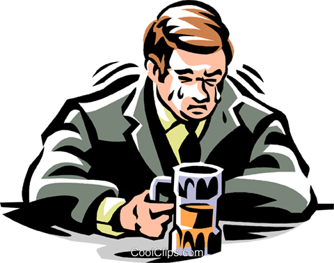 Man Crying In His Beer Royalty Free Vector Clip Art - Man Crying In His Beer (480x377), Png Download