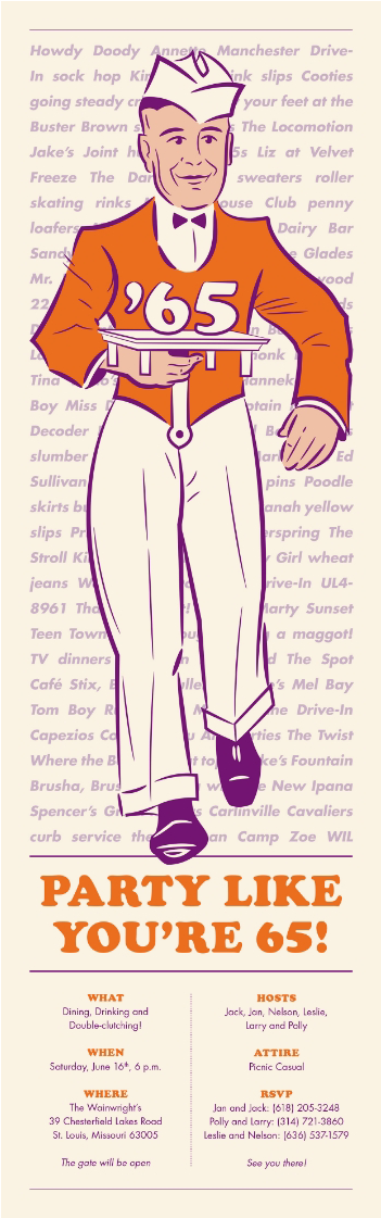 Party Like You're 65 Birthday Party Invitation (750x1120), Png Download