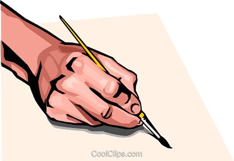 Hand With Paint Brush Royalty Free Vector Clip Art - Hand Holding A Paintbrush (480x331), Png Download