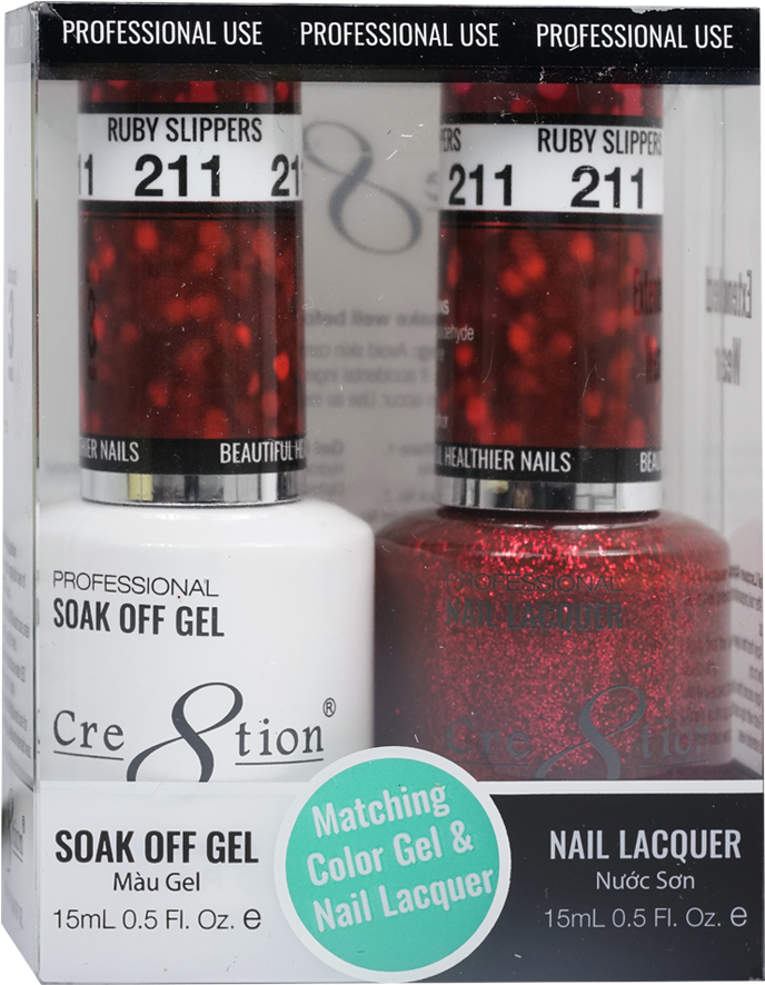 Cre8tion Matching Color Gel & Nail Lacquer 211 Ruby - Lacquer (600x600), Png Download