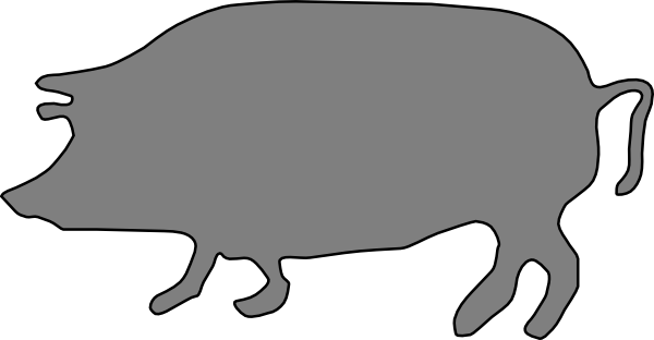 Pig, Silhouette Clipart (600x312), Png Download
