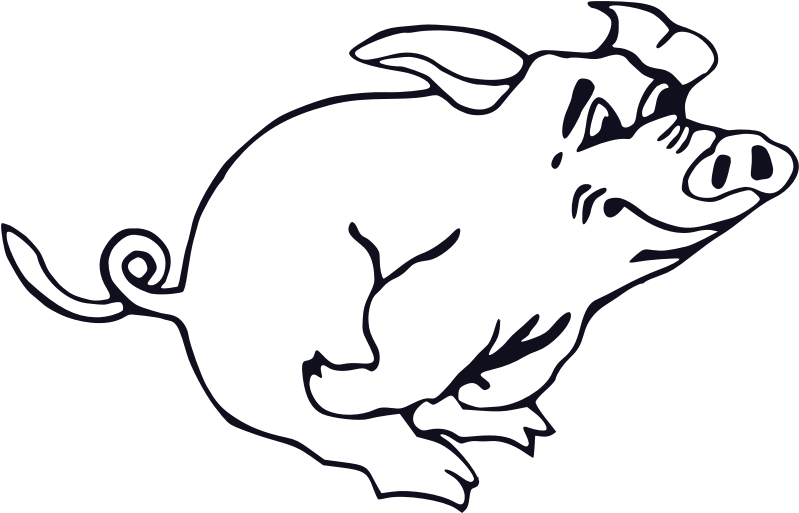 Free Vector Outline Running Pig Clip Art - Pig Clip Art (600x385), Png Download