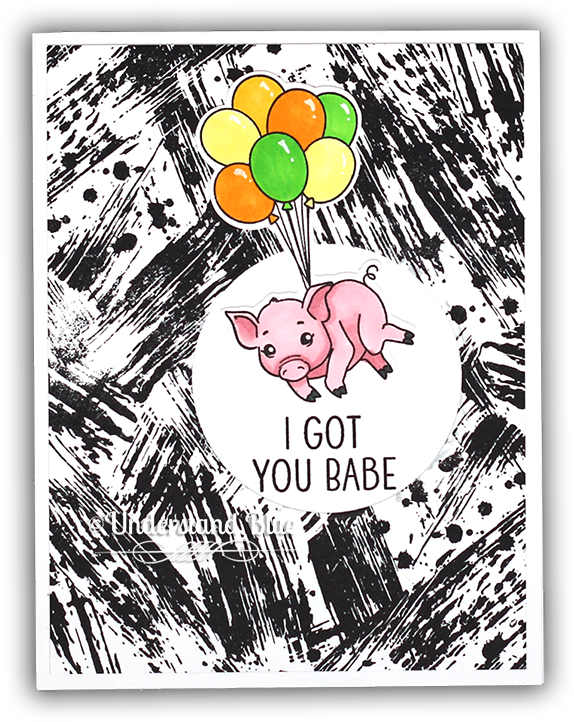 Flying Pig Card By Understand Blue - Hero Arts Cling Stamps 4.5"x5.75" - Brushstroke Bold (650x776), Png Download