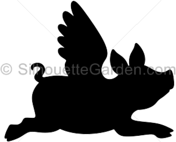 Flying Pig Silhouette (640x480), Png Download