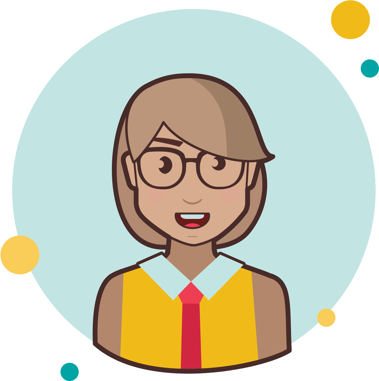 Short Hair Business Lady With Glasses Icon - Cartoon (1600x1600), Png Download