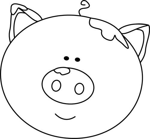 Pig Clipart Pig Head - Pig Head Clip Art Black And White (500x466), Png Download
