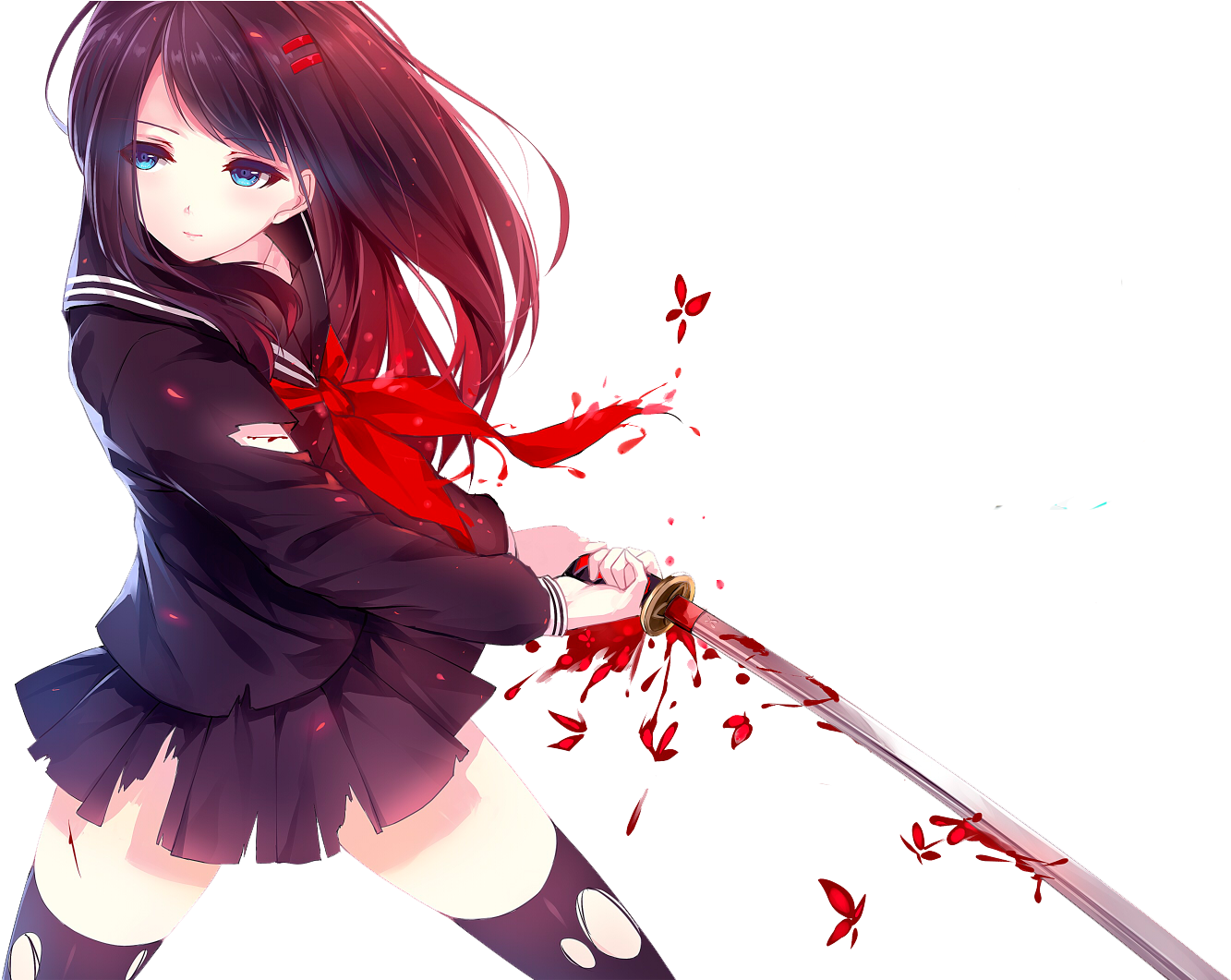 Anime Girl Png Images Transparent Free Download - Anime Girl With Sword (1500x1060), Png Download