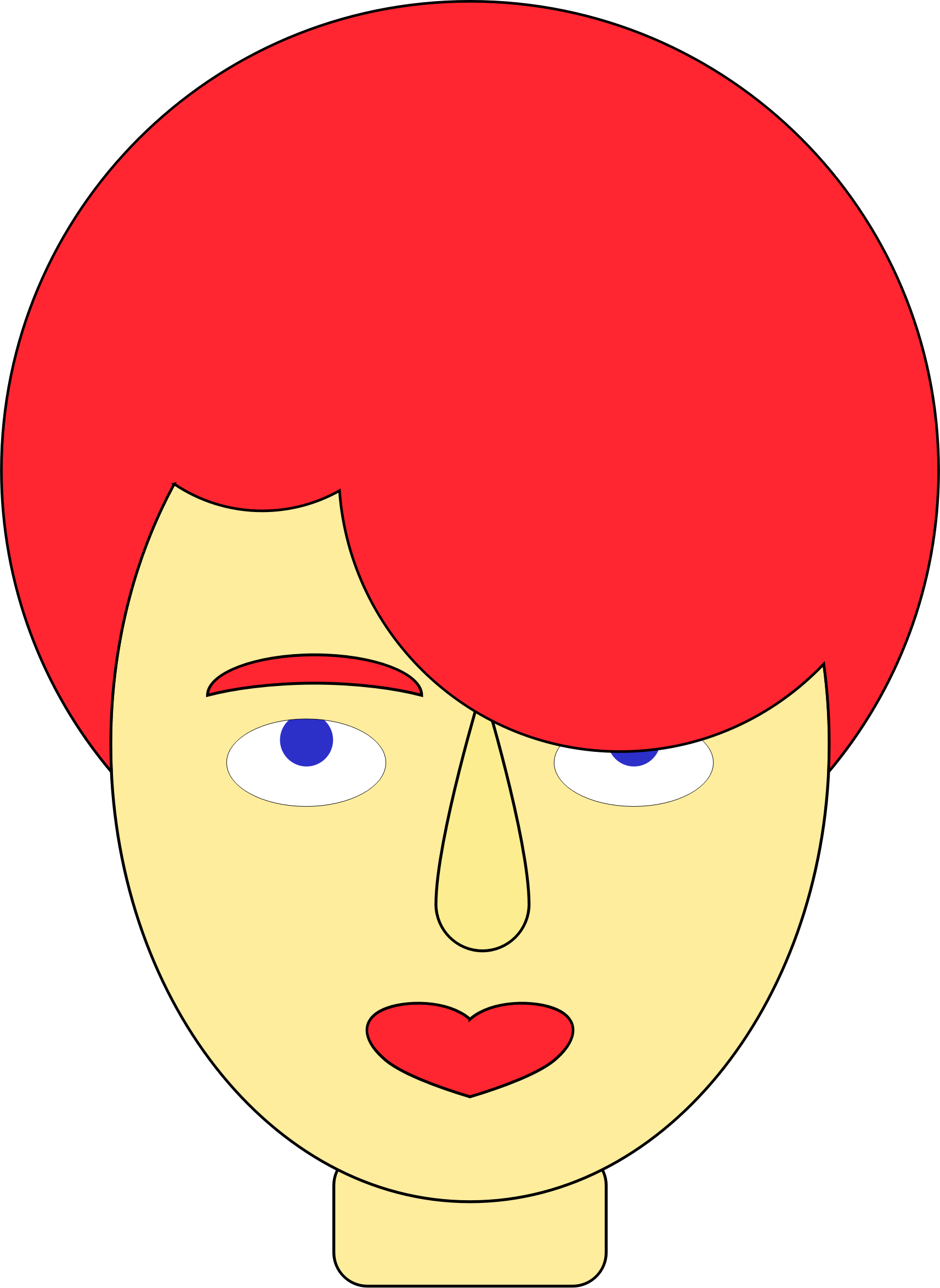 Red Hair Clipart Big Hair - Clip Art (1714x2347), Png Download