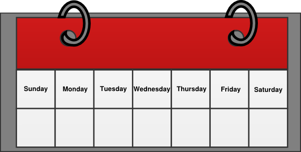 Graphic Black And White Library Weekend - Week Calendar Clip Art (600x304), Png Download
