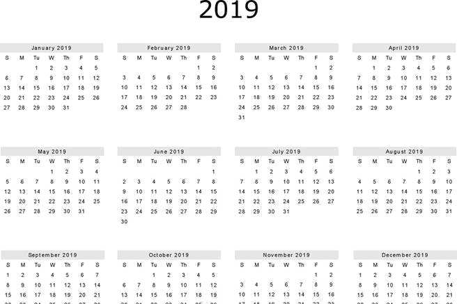2019 Calendar Png Clipart - 2019 Year Calendar Printable (656x437), Png Download