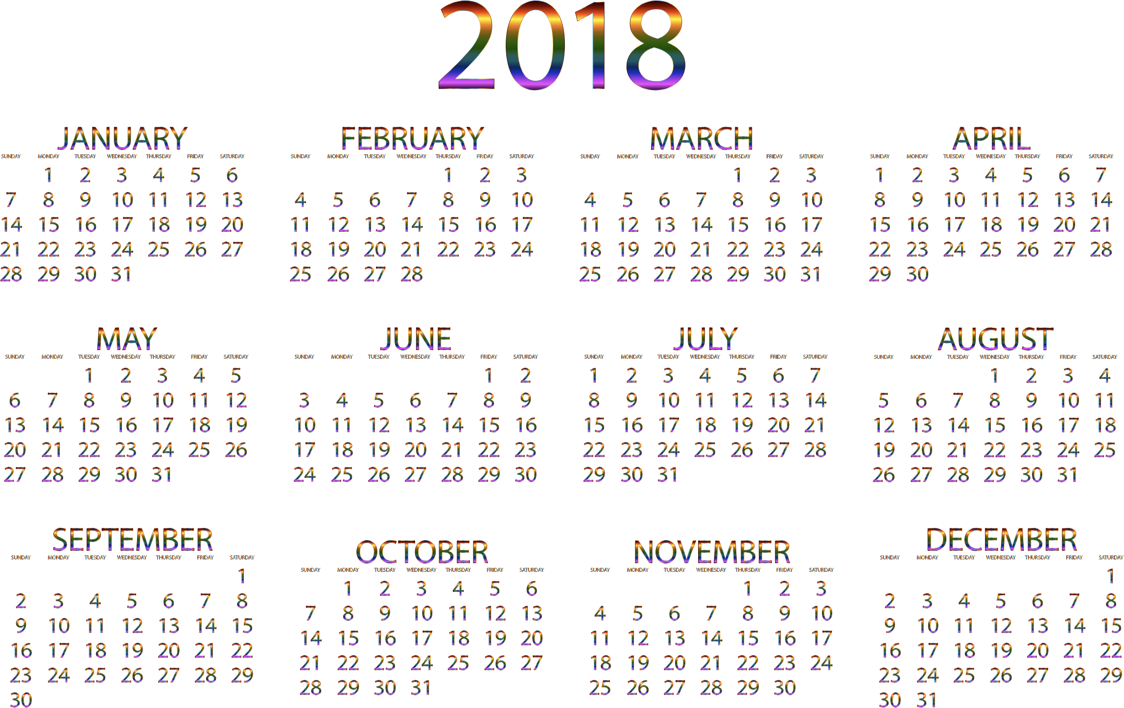 Prismatic No Background Big Image Png - Kalendarz 2018 Do Druku (2296x1446), Png Download