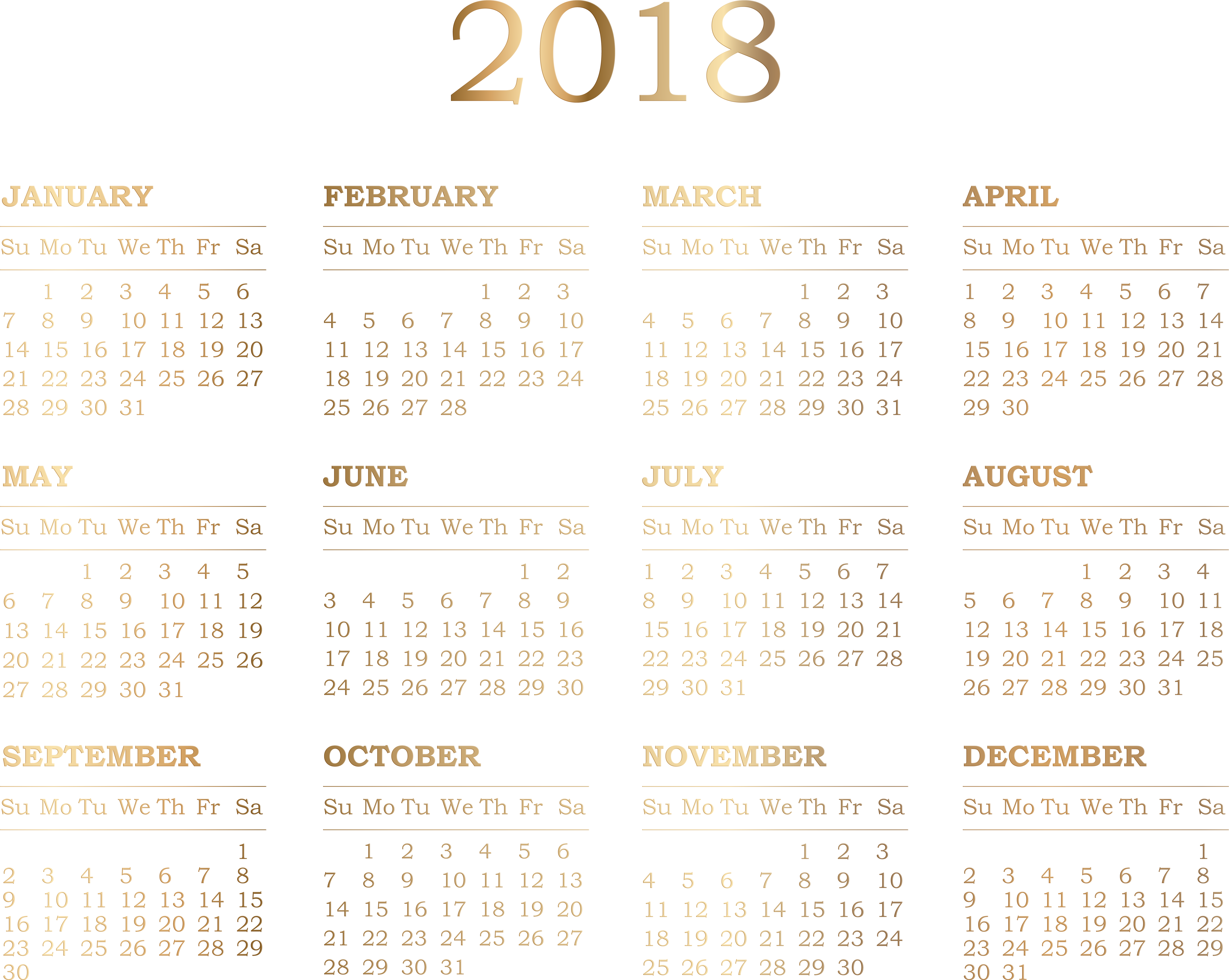 Graphic Library Download Calendar 2018 Clipart (8000x6381), Png Download