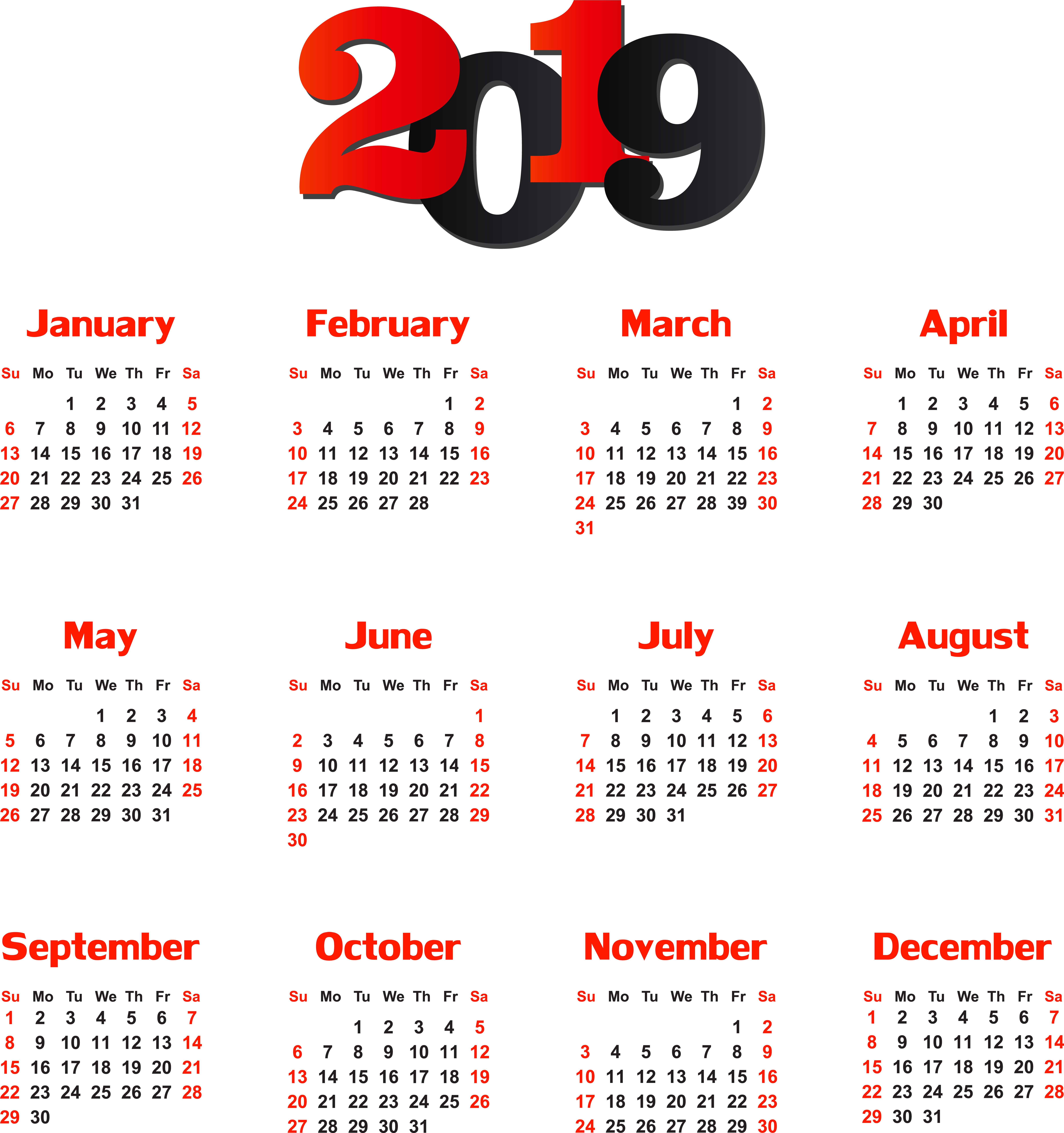 Calendar Clipart Png (7519x8000), Png Download