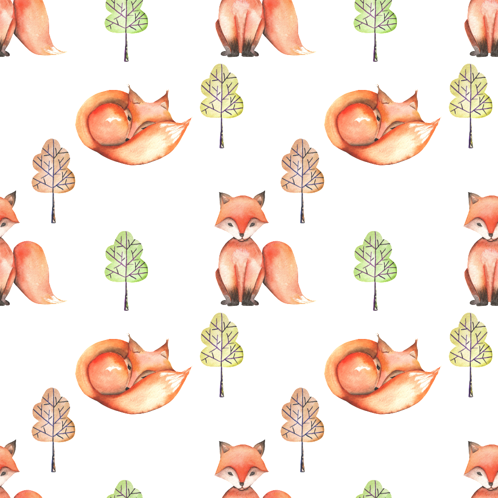 Cute Little Fox Background Illustration Png Transparent - Watercolor Painting (1024x1024), Png Download