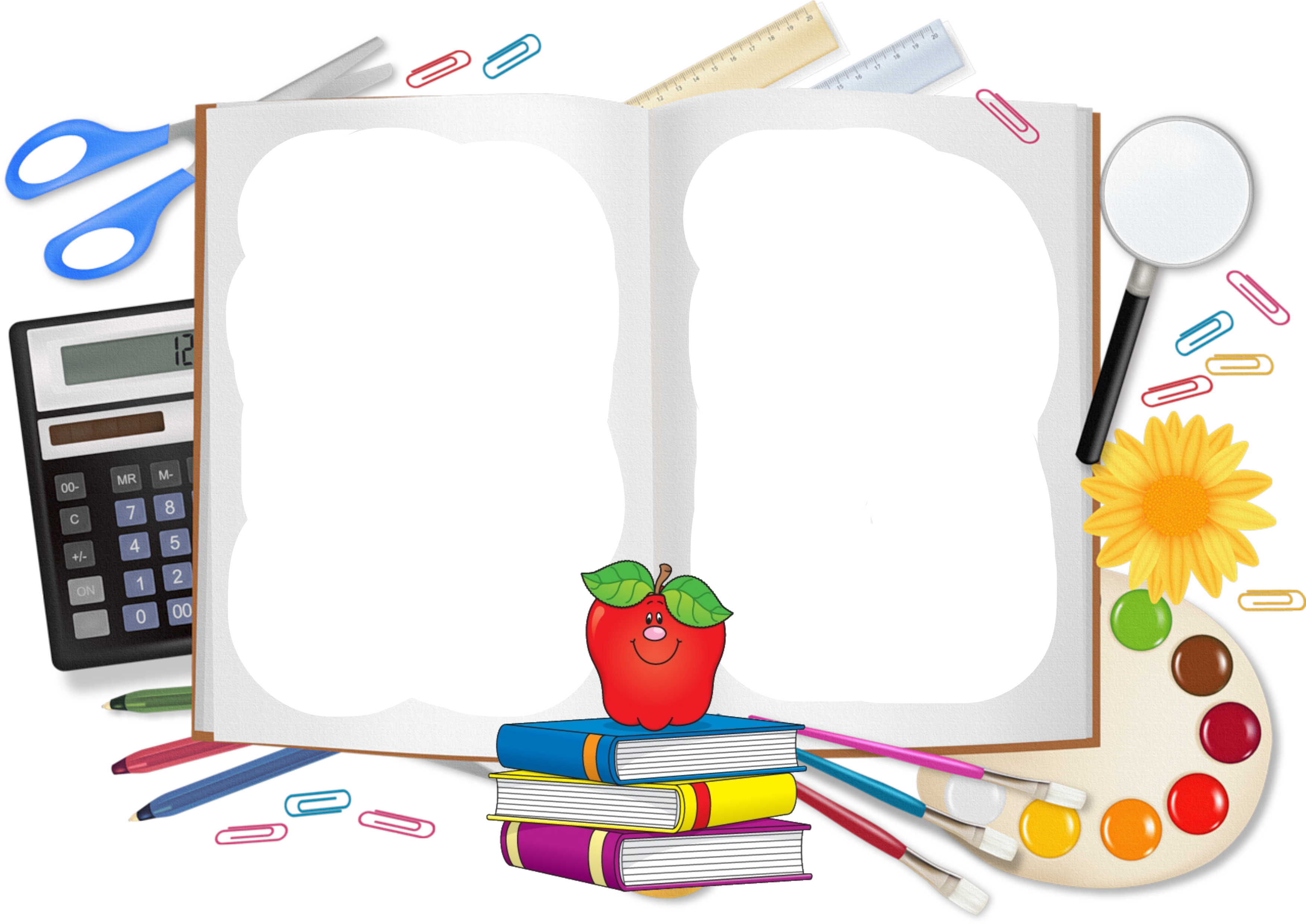 Student School Supplies Clip Art - School Vector Background Png (3510x2487), Png Download