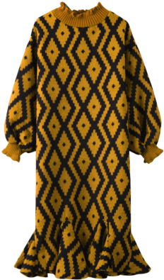Over-sized Patterned Sweater Dress With Peter Pan Collar - David Trubridge (400x400), Png Download