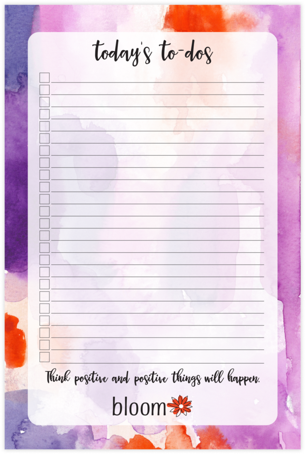 Today's To-dos Pad, Watercolor - Bloom Daily Planners 6 X 9 Planning Pads (6" X 9" Watercolor (683x1024), Png Download