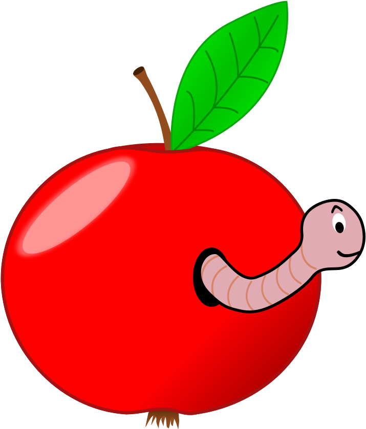 Red Apple With A Worm Png Images (550x600), Png Download
