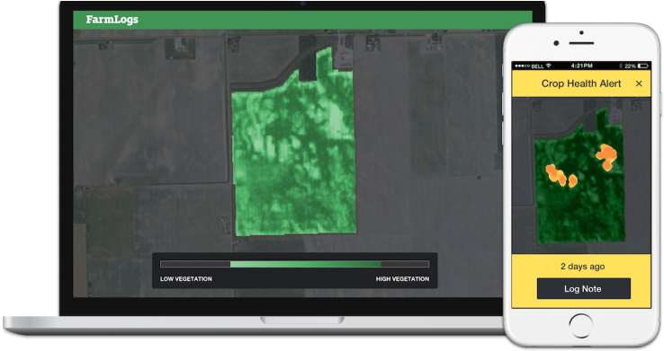 A Farmlogs Crop Health Alert Highlighted In Yellow - Satellite Imagery (770x400), Png Download