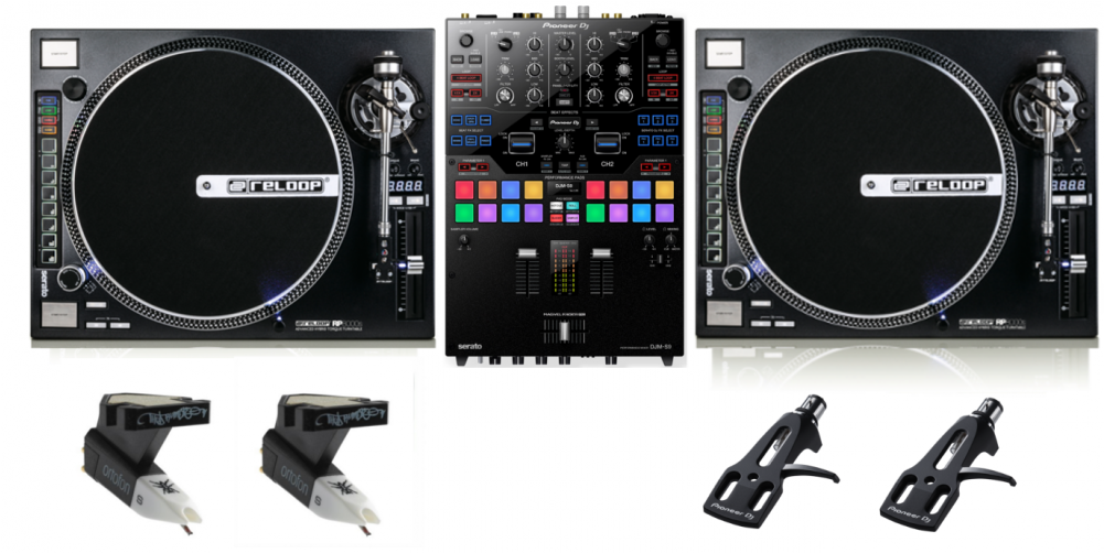 Pioneer Dj Djm S9 Reloop Rp 8000 Shure M44 7 Needles - Pioneer Djm-s9 W/ Plx1000 Dj Turntable (1000x1194), Png Download