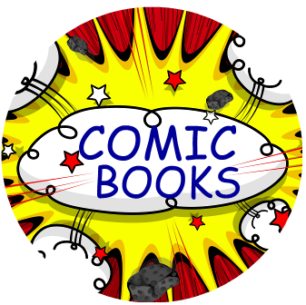 Comic Book Badge Comic Books - Comic Books Clipart (375x375), Png Download