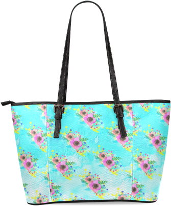 Watercolor Bouquet Leather Tote Bag/large - Mountains Are Calling Tote Bag (500x500), Png Download