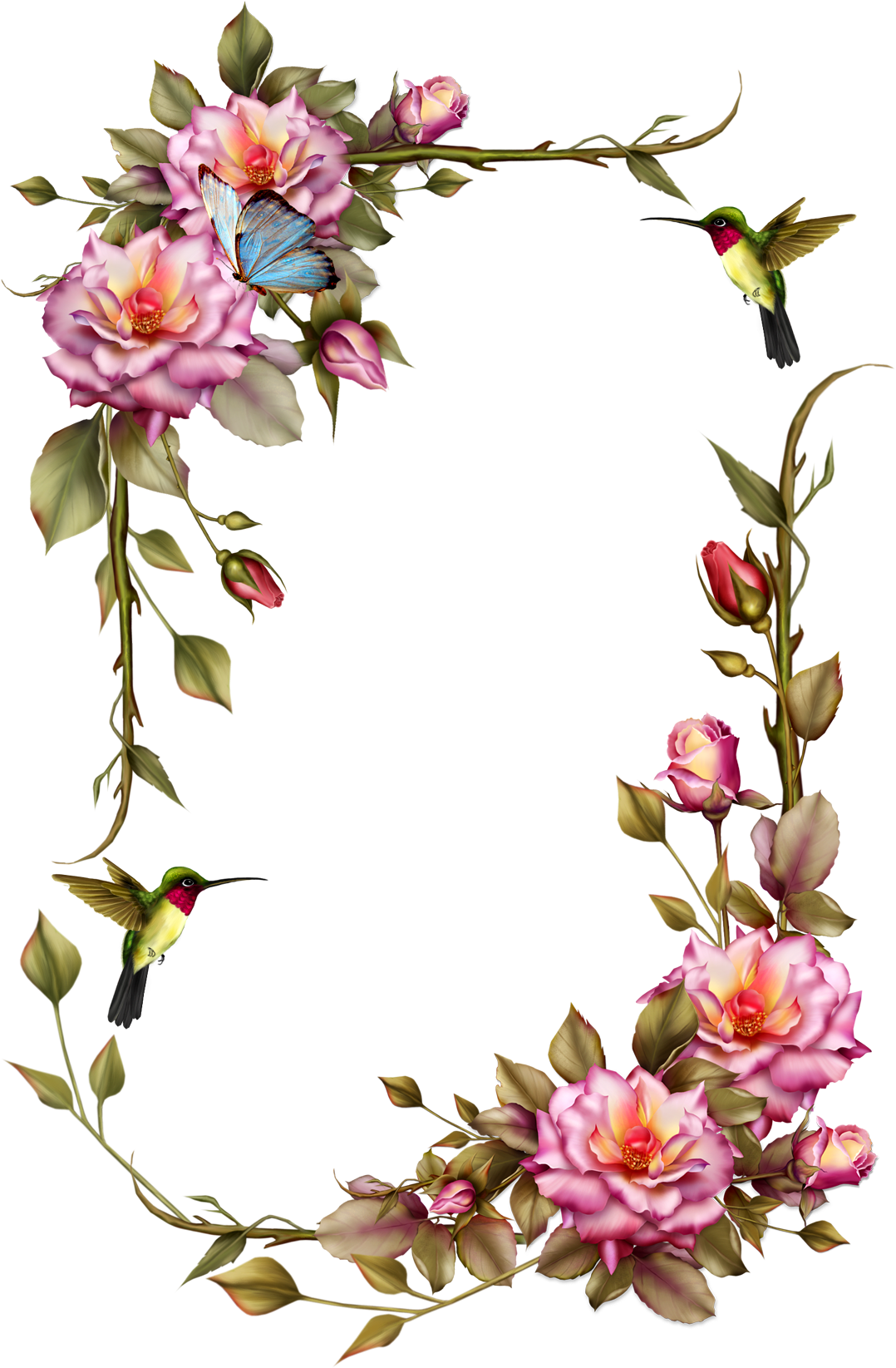 Montana Clipart Transpa Background Vine Flower Border - Marcos De Flores Png (1537x1732), Png Download
