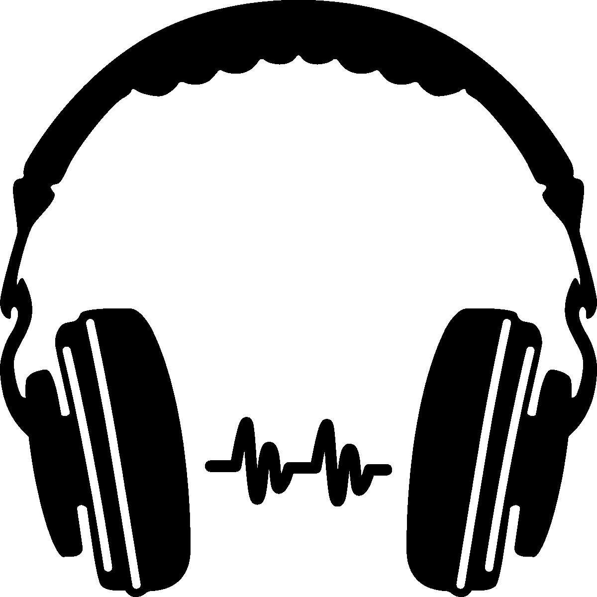 Dj Silhouette Png Black And White Stock - Headphones Png (1200x1200), Png Download