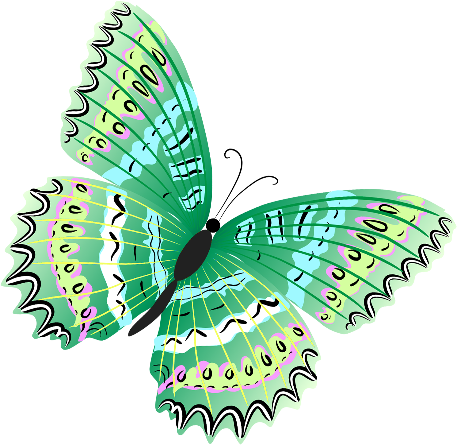 Green Butterfly Clip Art - Green Butterflies Clipart (1629x1560), Png Download
