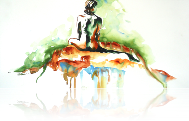 Watercolor - Self Portrait - Watercolor Painting (622x406), Png Download