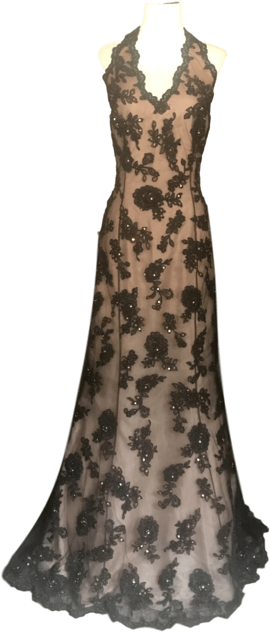 Chocolate Lace Applique Trumpet - Gown (1126x1500), Png Download