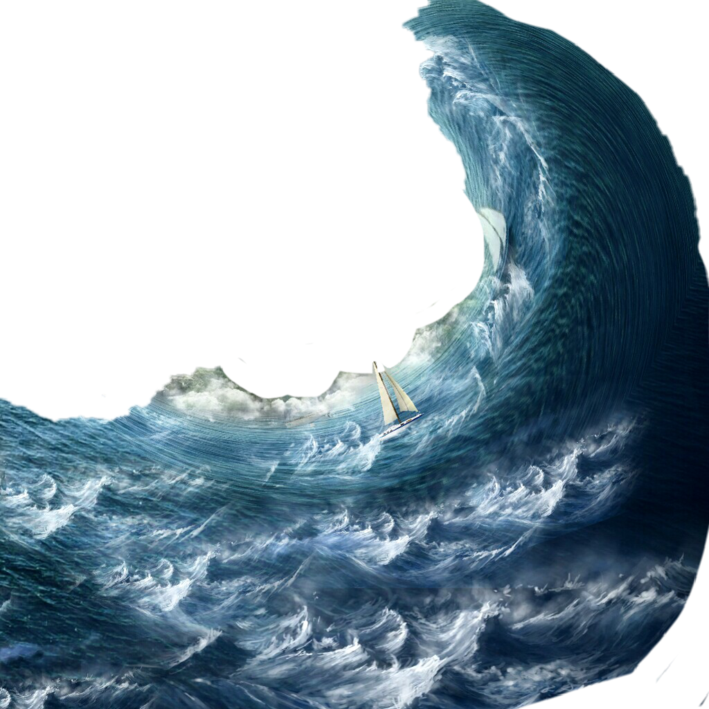 Svg Library Download Wave Boat Sea Storm Ocean - Storm Sea Waves Night Moon Painting Art Nature 24x18 (1024x1024), Png Download