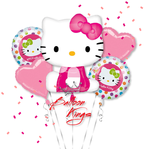 Clipart Resolution 500*500 - Hello Kitty Rainbow Balloon Bouquet (500x500), Png Download