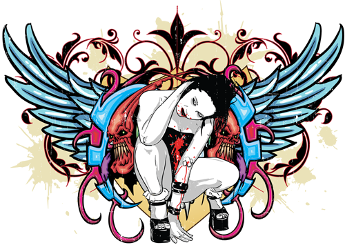 Color Tattoo Png Free Download - Grunge Tattoo (500x355), Png Download
