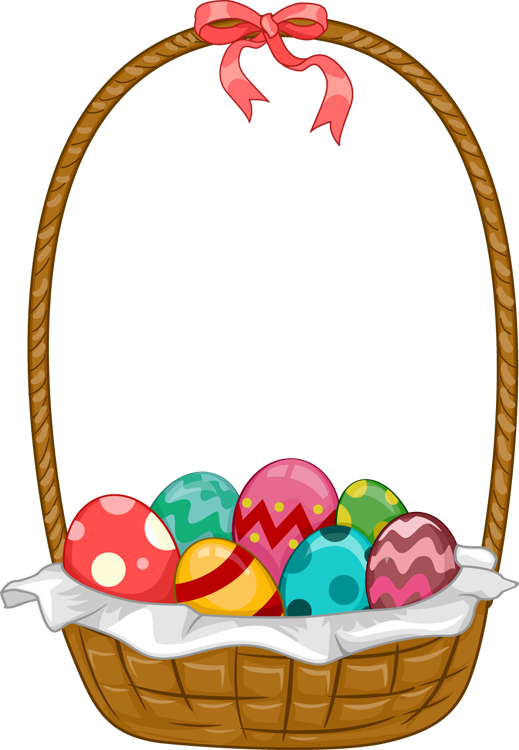 Easter Basket Clipart - Easter Egg Basket Png (519x750), Png Download