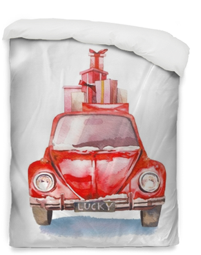 Watercolor Retro Car With Gift Boxes On Top - Christmas Day (400x400), Png Download