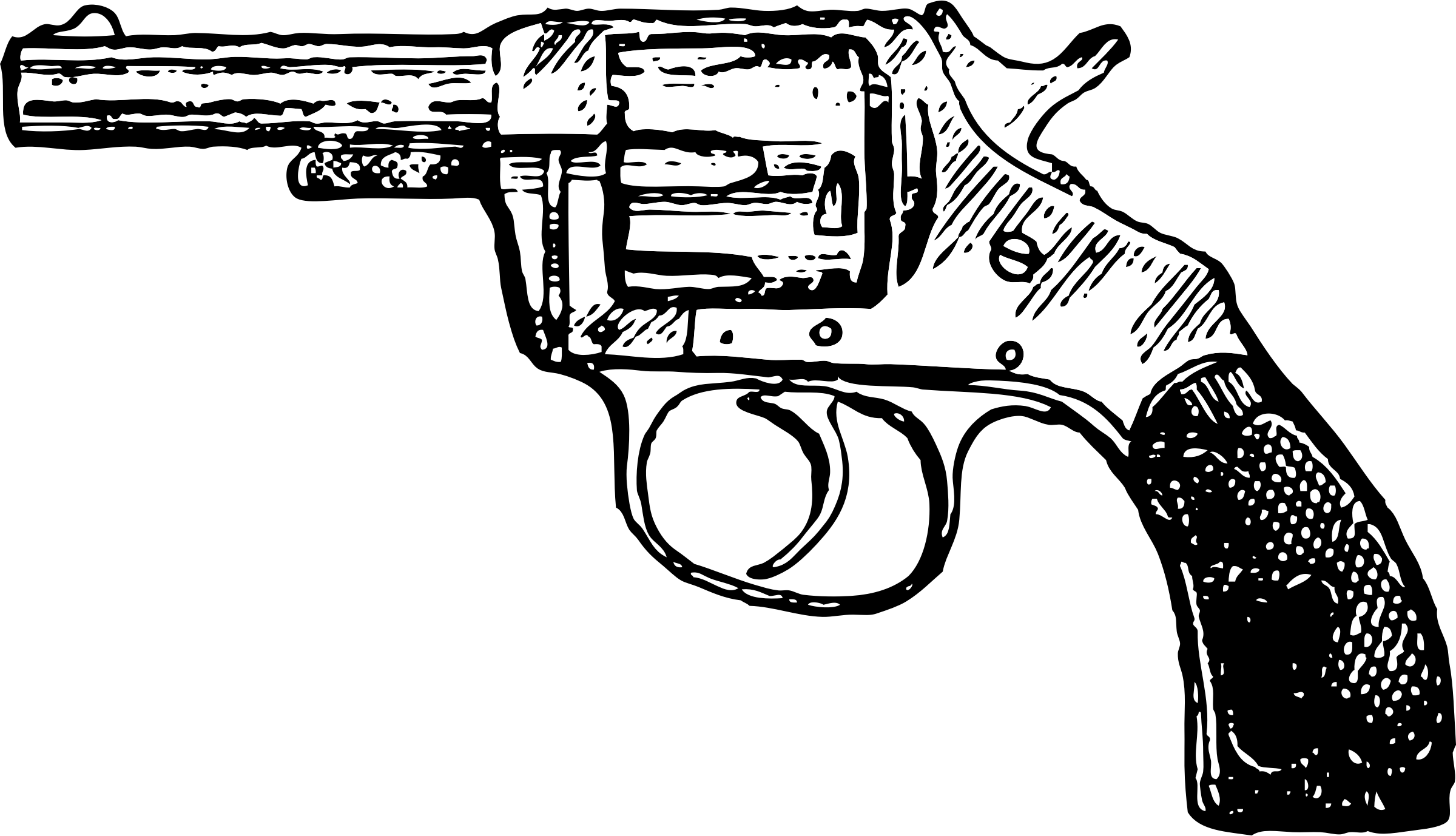 Handgun Drawing Clipart - Black And White Clipart Of Gun (2400x1378), Png Download
