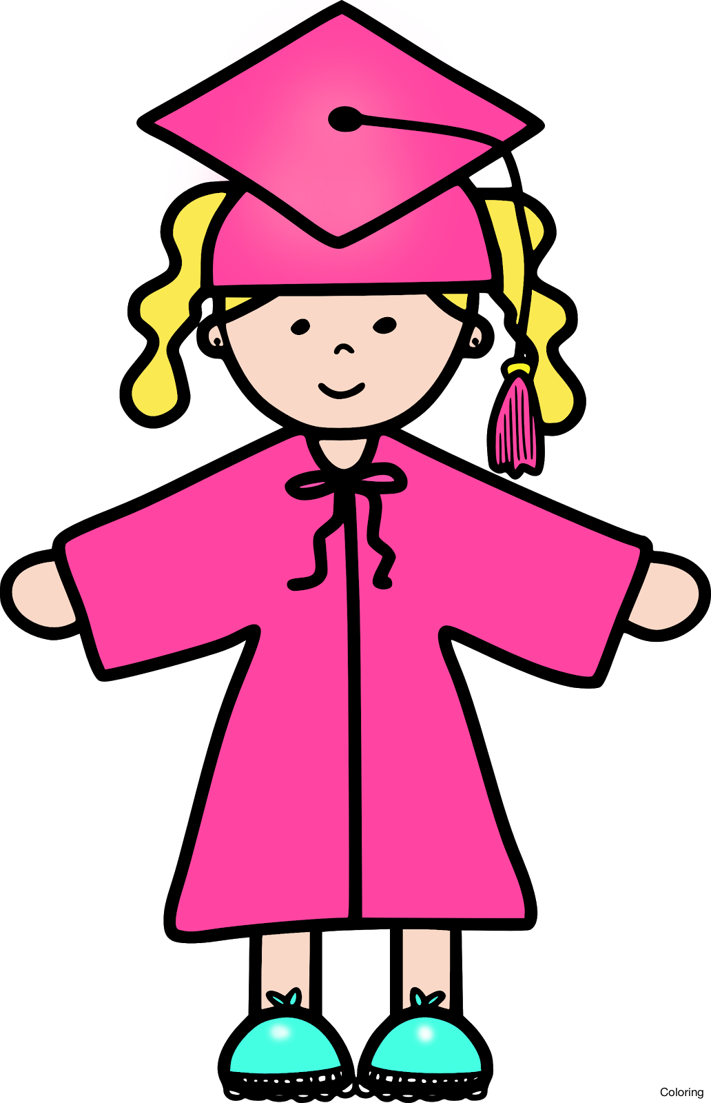 Graduation Clipart Pink - Boy And Girl Graduation Clipart (1032x1600), Png Download