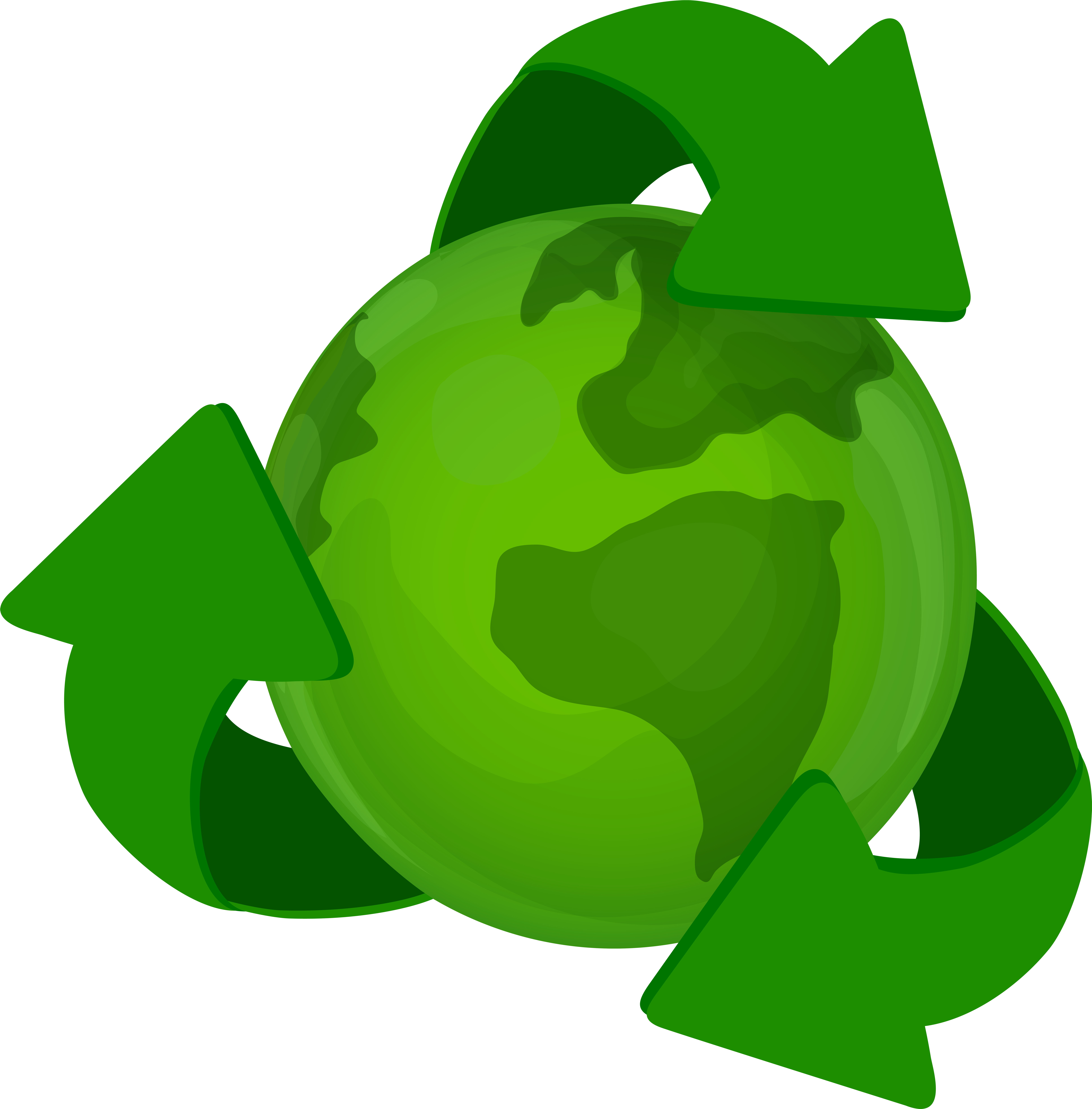 Green Earth Planet With Recycle Symbol Png Clip Art (7879x8000), Png Download