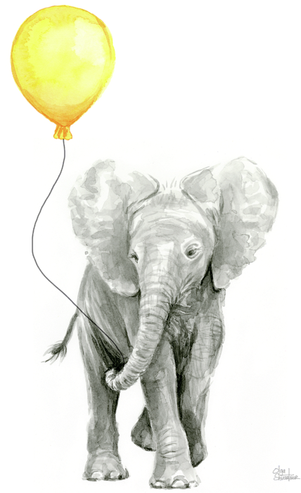 Click And Drag To Re-position The Image, If Desired - Baby Elephant Art (439x700), Png Download