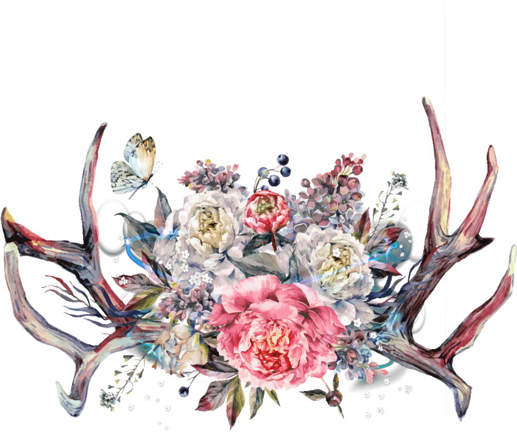 Floral Antlers Png (1024x1024), Png Download