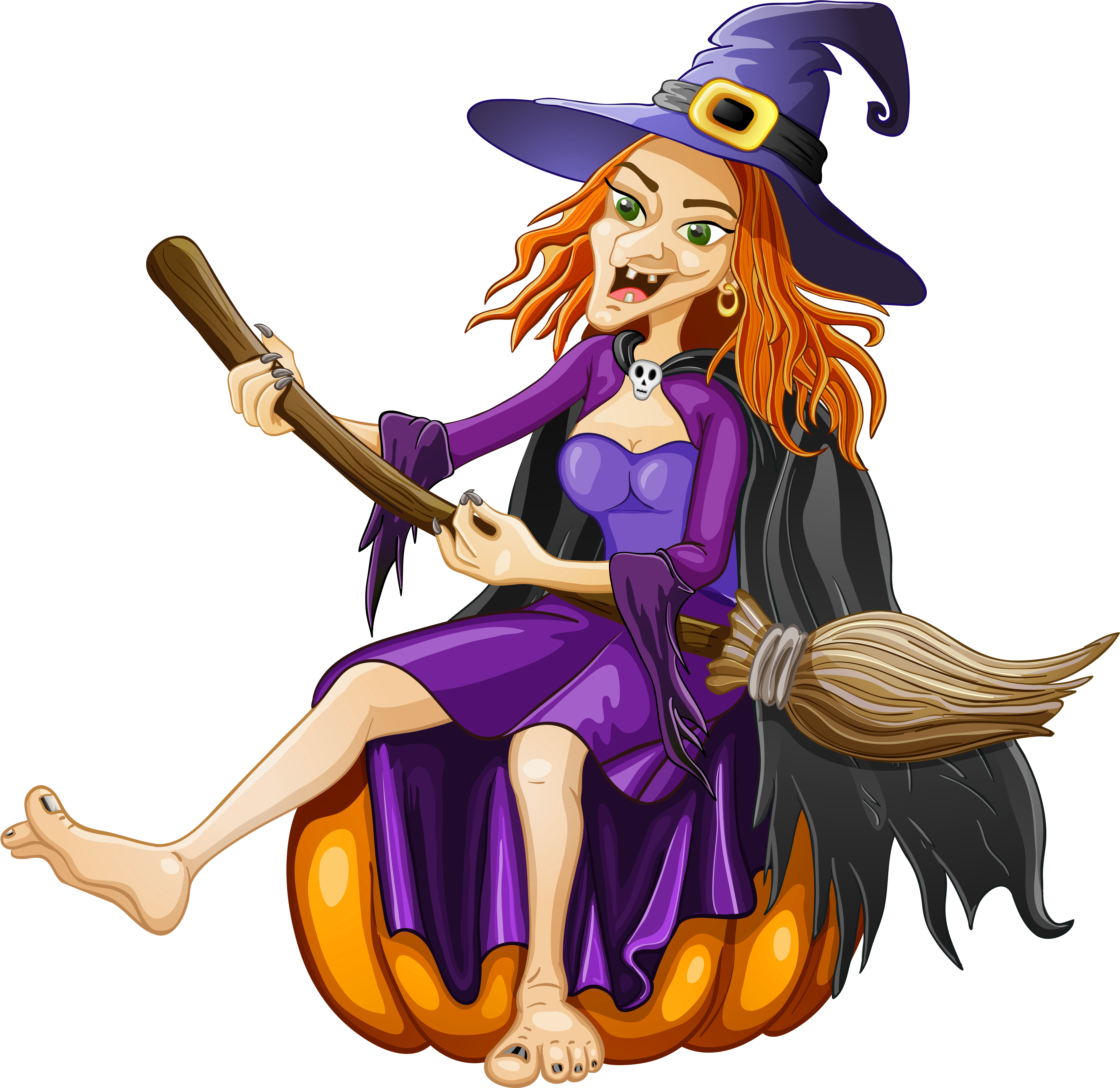Halloween Witch With Pumpkin Png Clipart - Halloween Witch With Pumpkin Png (5339x5237), Png Download