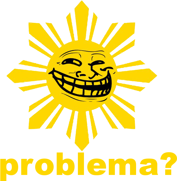 Problema Yellow Text Font - Troll Face Sun Png (656x620), Png Download