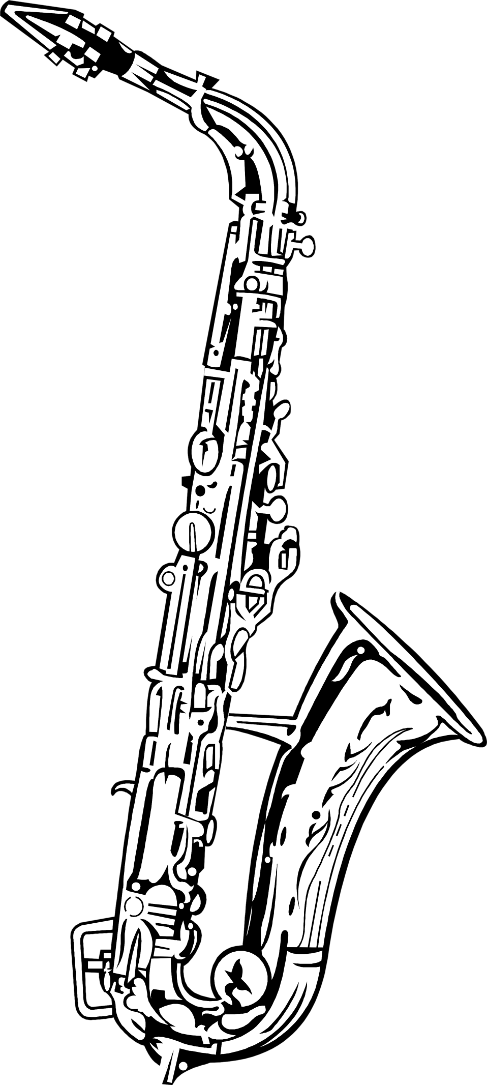 Alto Saxophone Drawing Tenor Saxophone Clip Art - Saxophone Silhouette Transparent Background (768x1710), Png Download