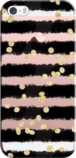 Casetify Iphone Se Classic Snap Case - Modern Black Watercolor Stripes Chic Gold Confetti (282x560), Png Download