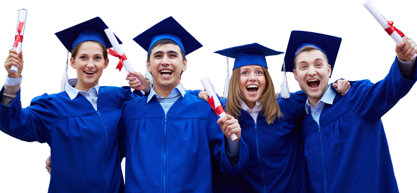 Graduates - Cap And Gown Graduation (840x388), Png Download