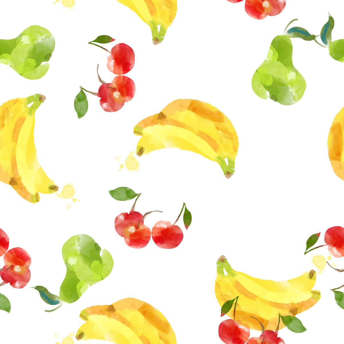 Clip Freeuse Library Creative Painting Banana Cherry - Watercolor Painting (1200x1200), Png Download